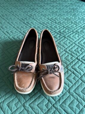 Sperry Tan Leather Slip-On Boat Loafers